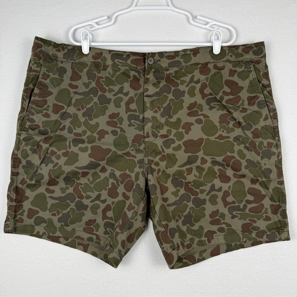 Mutual Weave Duck Camo Chino Shorts Mens 48 Green Elastic Waist Drawstring